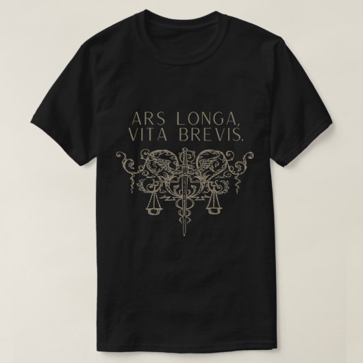 ダークアカデミアラテン語、芸術は長い、人生は短いSw Tシャツ (デザイン正面)