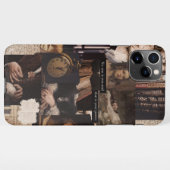 ダークアカデミア濃茶色の美的コラージュ iPhoneケース (裏面横)