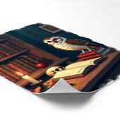 ダークアカデミア読書コーナーのフクロウ眼鏡ヴィンテージ ポスター (角)