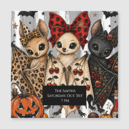 ダークアカデミア ハロウィン コウモリ パーティー インビテーション カード