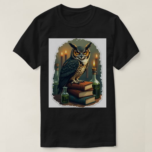 ダークアカデミア フクロウ 読書 もう1章 ヴィンテージ Tシャツ (デザイン正面)