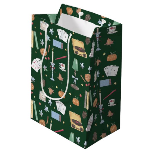 ダークアカデミア ムーディ オータム グリーン ミディアムペーパーバッグ (裏面アングル)