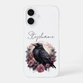 ダークアカデミア・レイヴン・マーヴ・フラワーデザイン iPhone 16ケース (裏面)