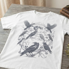 ダークアカデミア 月夜のワタシゴ ドクロ柄グラフィック Tシャツ