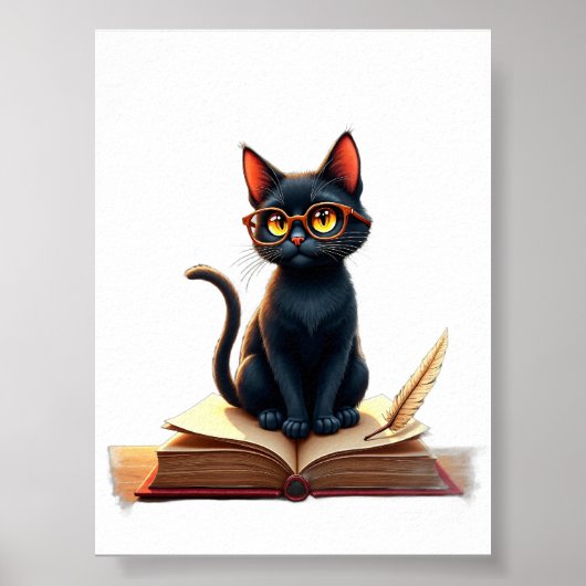 ダークアカデミア 猫 本好き 読書コーナー ポスター (正面)