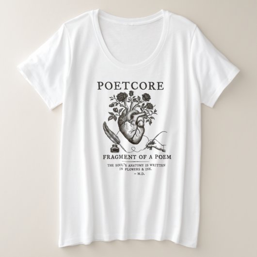 ダークアカデミア 詩的な核 美意識 古風な解剖学 H プラスサイズTシャツ (デザイン正面)