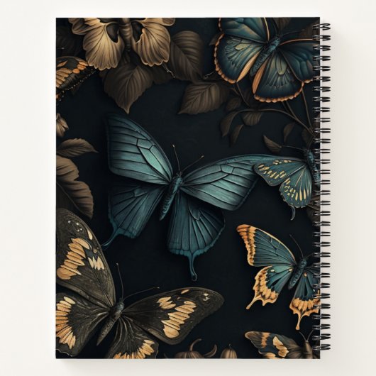 ダークアカデミエステティックバタフライネーム気持ち ノートブック (裏面)