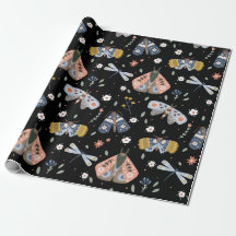 ダークアカデミガの蛾のフローラ（黒）