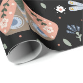 ダークアカデミガの蛾のフローラ（黒） ラッピングペーパー (ロールコーナー)