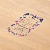 ダークアカデミゴシック金ゴールドフローラSweet 16 アクリル招待状 (レイダウン)