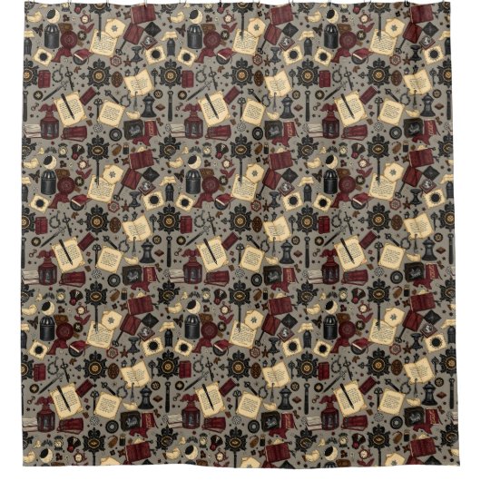 ダークアカデミシャワーカーテン – ヴィンテージエレガンス シャワーカーテン (正面)