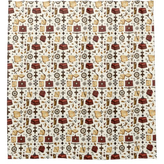 ダークアカデミシャワーカーテン – ヴィンテージエレガンス シャワーカーテン (正面)