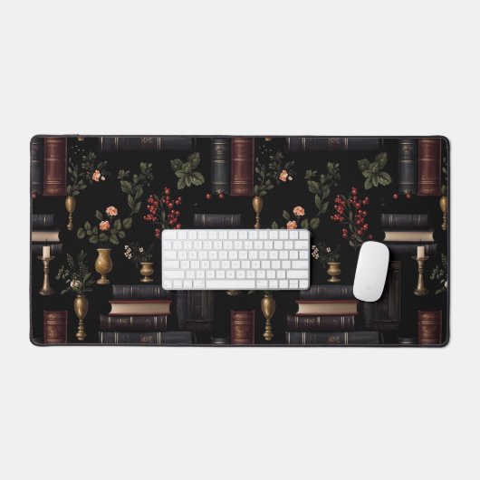 ダークアカデミズムのシームレスなパターン デスクマット (キーボード&マウス)