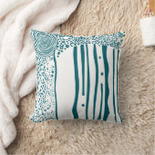 ダークアクアオーガニックフローモダン素朴 クッション (ブランケット)