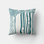 ダークアクアオーガニックフローモダン素朴 クッション (裏面)