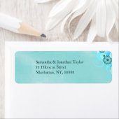 ダークアクアティール（緑がかった色）ブルーターコイズフローラ結婚 ラベル (インサイチュ)