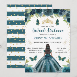 ダークアクアドレスダークスキンプリンセススウィート16 招待状