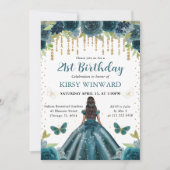 ダークアクアドレスダークスキンプリンセス誕生日 招待状 (正面)