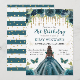 ダークアクアドレスダークスキンプリンセス誕生日 招待状