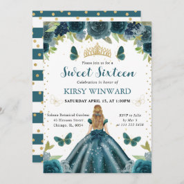 ダークアクアドレスブロンドプリンセススウィート16 招待状