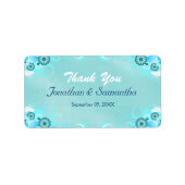 ダークアクアブルーティール（緑がかった色）フローラ中結婚式の引き出物 ラベル (正面)
