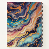 ダークアクアブルーパープルピンク金ゴールド大理石アートパターン ノートブック (裏面)