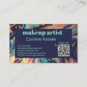 ダークアクアブルーパープルピンク金ゴールド大理石アートパターン 名刺 (裏面)