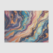 ダークアクアブルーパープルピンク金ゴールド大理石アートパターン 薄葉紙 (正面)