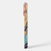 ダークアクアブルーパープルピンク金ゴールド大理石アートパターン iPhoneケース (左側面)