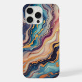 ダークアクアブルーパープルピンク金ゴールド大理石アートパターン iPhoneケース (裏面)