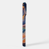 ダークアクアブルーパープルピンク金ゴールド大理石アートパターン iPhoneケース (右側面)