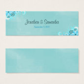 ダークアクアブルーフローラスモール結婚式の引き出物ラベル (正面&裏面)