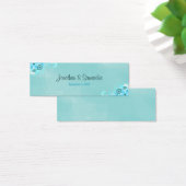 ダークアクアブルーフローラスモール結婚式の引き出物ラベル (デスク)