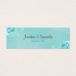 ダークアクアブルーフローラスモール結婚式の引き出物ラベル