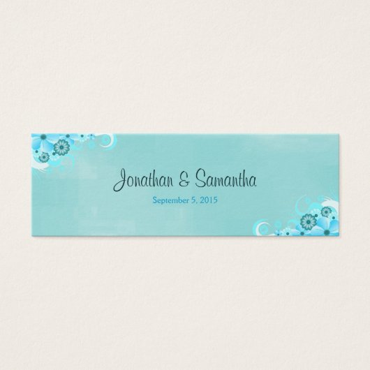 ダークアクアブルーフローラスモール結婚式の引き出物ラベル (正面)