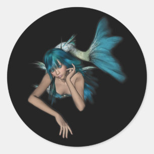 ダークアクアブルー3Dマーメイド ラウンドシール