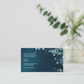 ダークアクアマリンとティール(緑がかった色)ブルーフローラ結婚ズ エンクロージャーカード (スタンド正面)