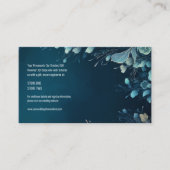 ダークアクアマリンとティール（緑がかった色）ブルーフローラ結婚ズ エンクロージャーカード (正面)