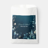 ダークアクアマリンとティール(緑がかった色)ブルーフローラ結婚ズ フェイバーバッグ (正面)