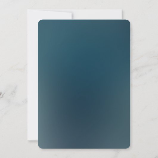 ダークアクアマリンとティール（緑がかった色）ブルーフローラ結婚ズ 招待状 (裏面)