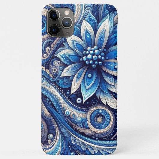 ダークアズールネイビーブルーブラックペイズリーアート柄 Case-Mate iPhoneケース (裏面)