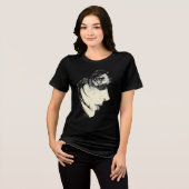 ダークアニメの横顔 | 黒と白の漫画インク トライブレンドTシャツ (正面全面)