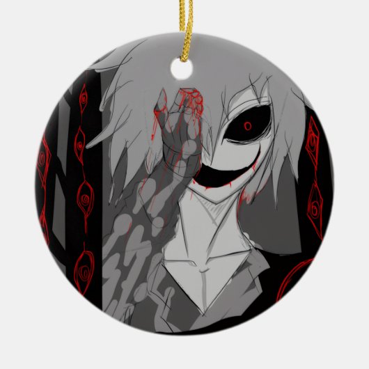 ダークアニメファンタジーカラスと悪魔の芸術 セラミックオーナメント (正面)