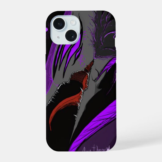 ダークアニメファンタジーカラスと悪魔の芸術 iPhone 15ケース (裏面)