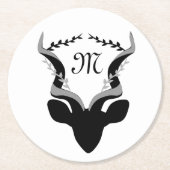 ダークアンテロープシルエットwモノグラム ラウンドペーパーコースター (正面)