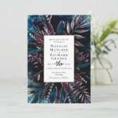 ダークアンドムーディー結婚式招待状ブルー 招待状 (スタンド正面)