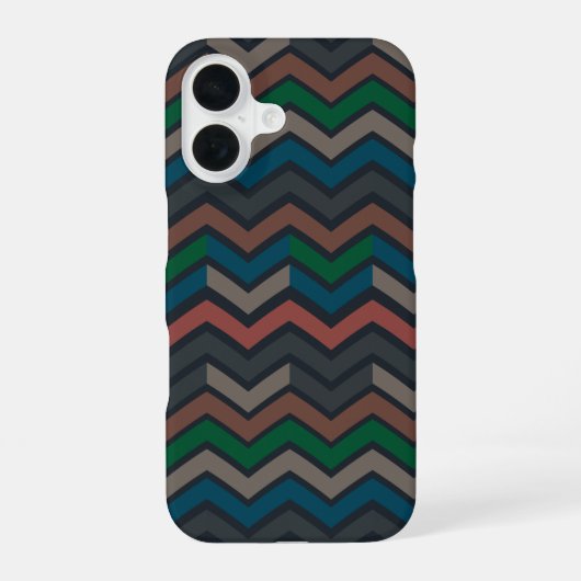 ダークアース・ウッドランドのジグザグ・チェブロン iPhone 16ケース (裏面)