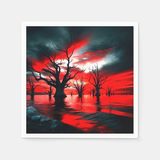 ダークアートツリーデザイン スタンダードカクテルナプキン (正面)
