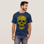 ダークアート ゴシック頭蓋骨ベクターイラスト イエロー Tシャツ (正面フル)