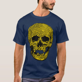 ダークアート ゴシック頭蓋骨ベクターイラスト イエロー Tシャツ